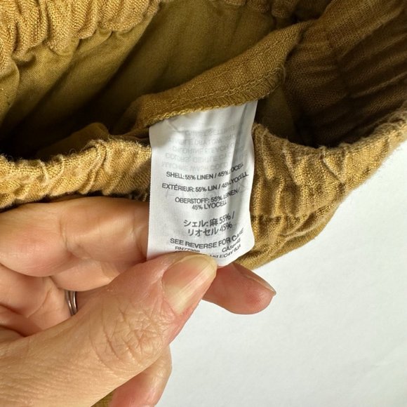 J. Crew Point Sur Womens Seaside Linen Jogger Pants Size 14 Mustard Tan Pull On - Picture 3 of 6